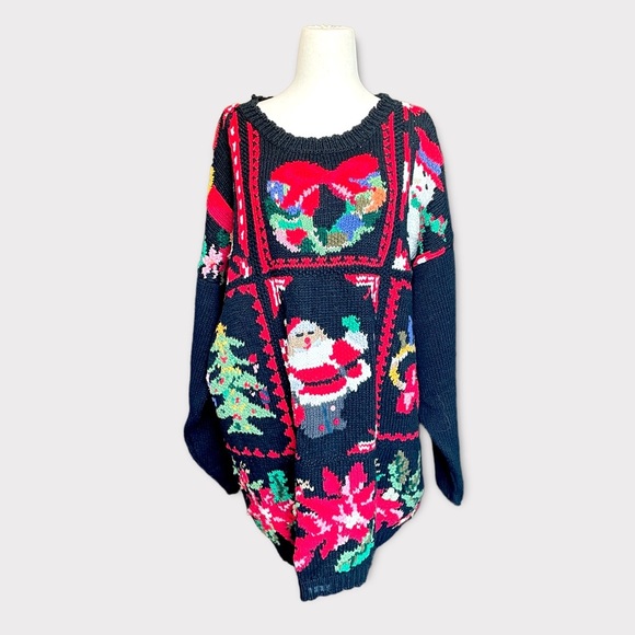 Honors Sweaters Vintage 9s Hand Knit Chunky Knit Christmas Sweater